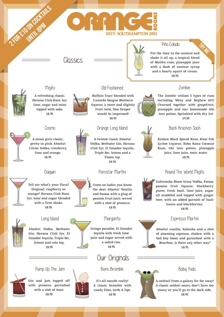 New Drinks Menu | Orange Rooms